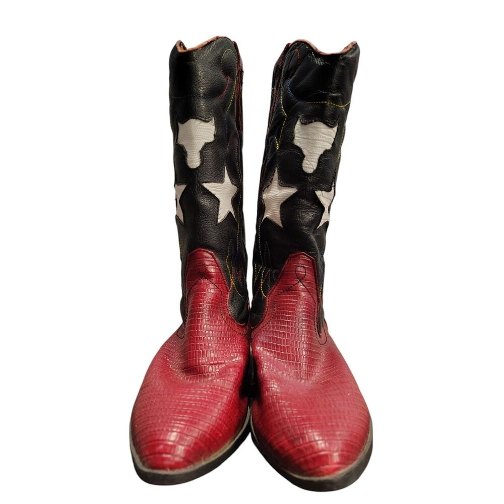 The Leather Collection‎ Leather Upper red and star boots